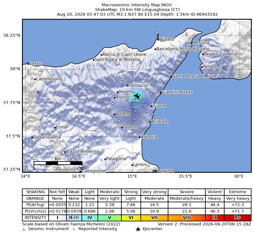 terremoto oggi etna linguaglossa