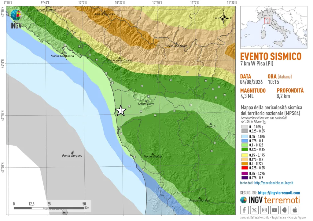 terremoto oggi pisa toscana
