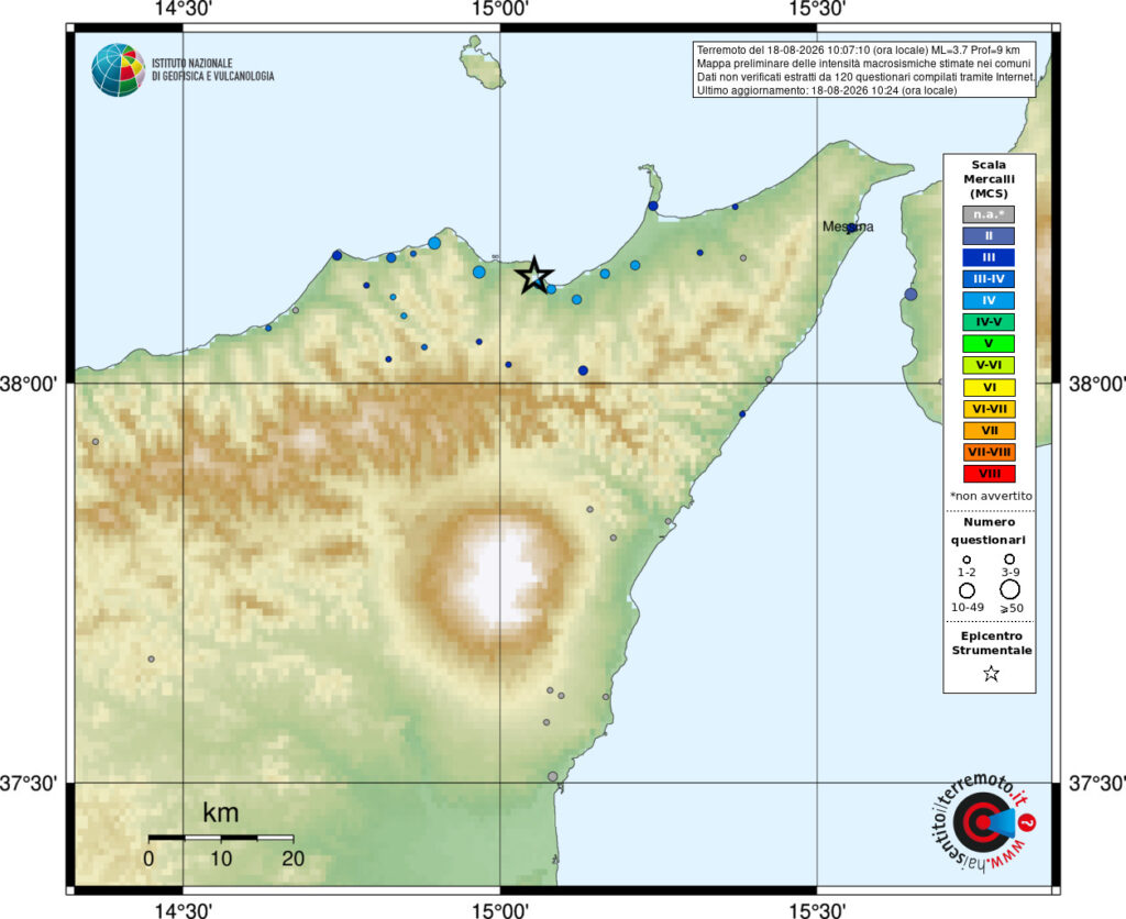 terremoto oggi sicilia messina