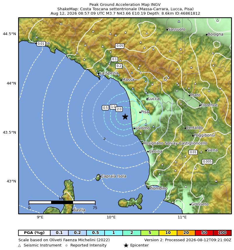 terremoto toscana oggi