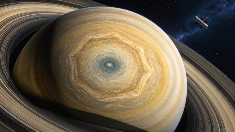Il telescopio Hubble scopre un gigantesco decagono sul polo sud di Saturno