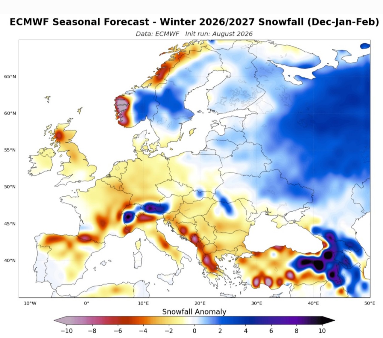 Neve prevista inverno 2026-2027 Europa