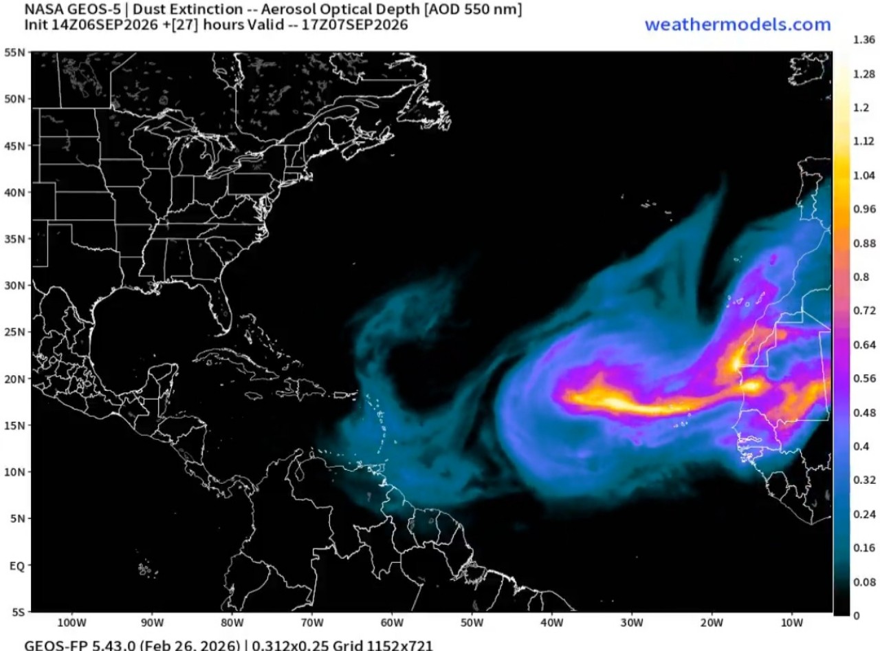 Saharian air layer oceano Atlantico