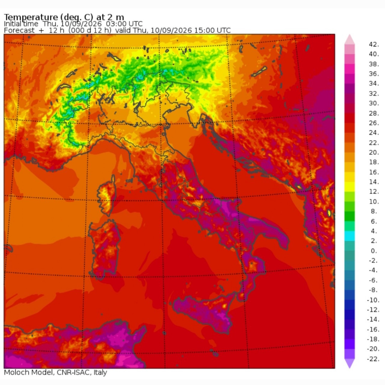 Temperature massime 10 settembre