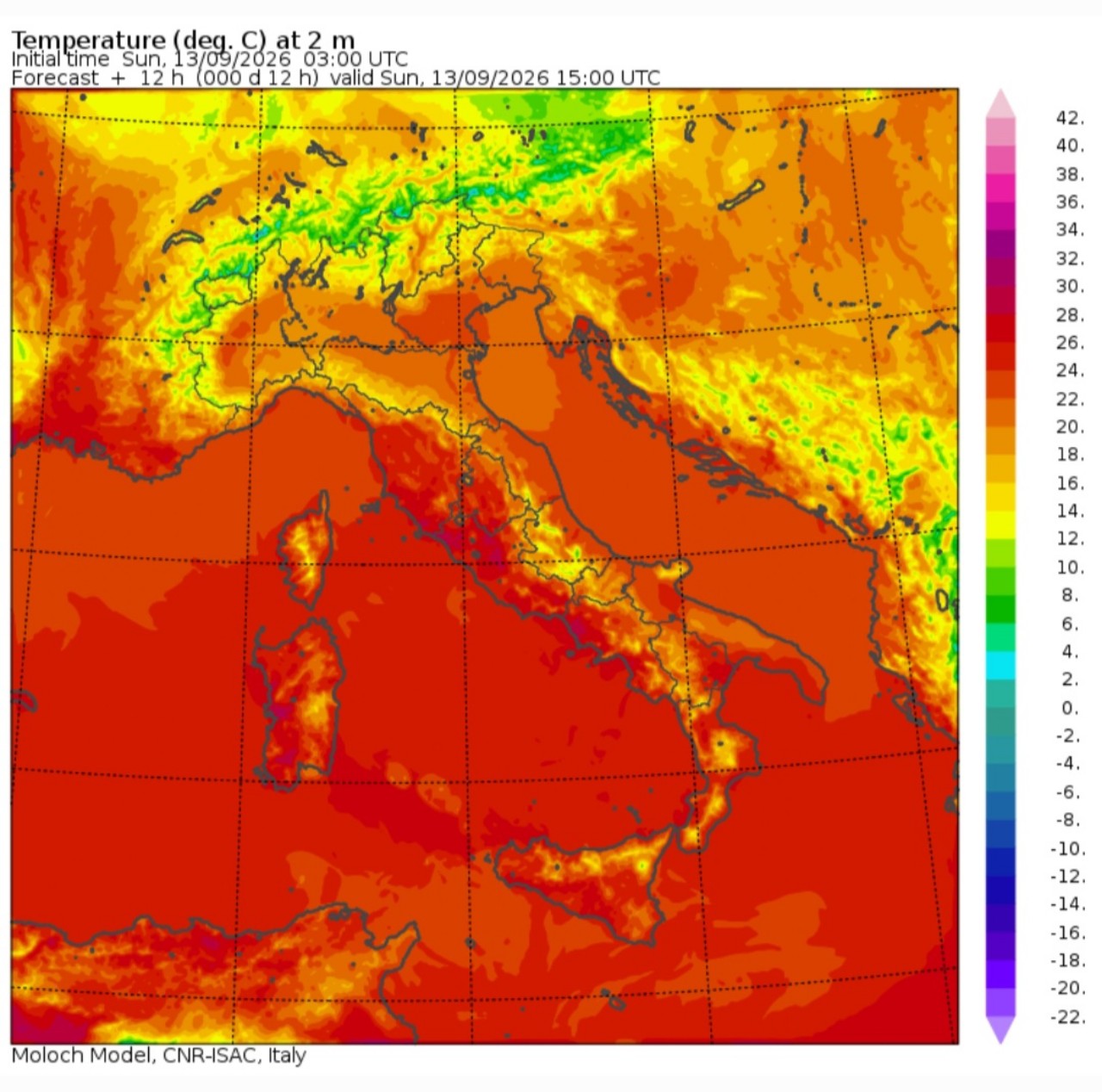 Temperature massime 13 settembre