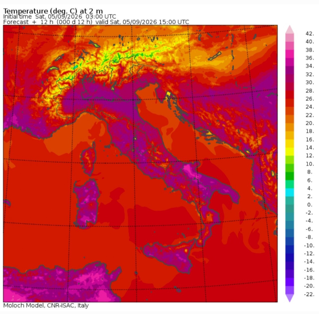 Temperature massime 5 settembre