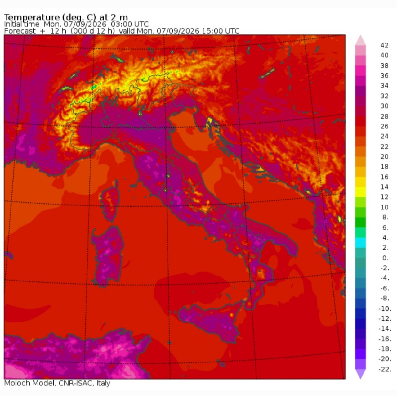 Temperature massime 7 settembre