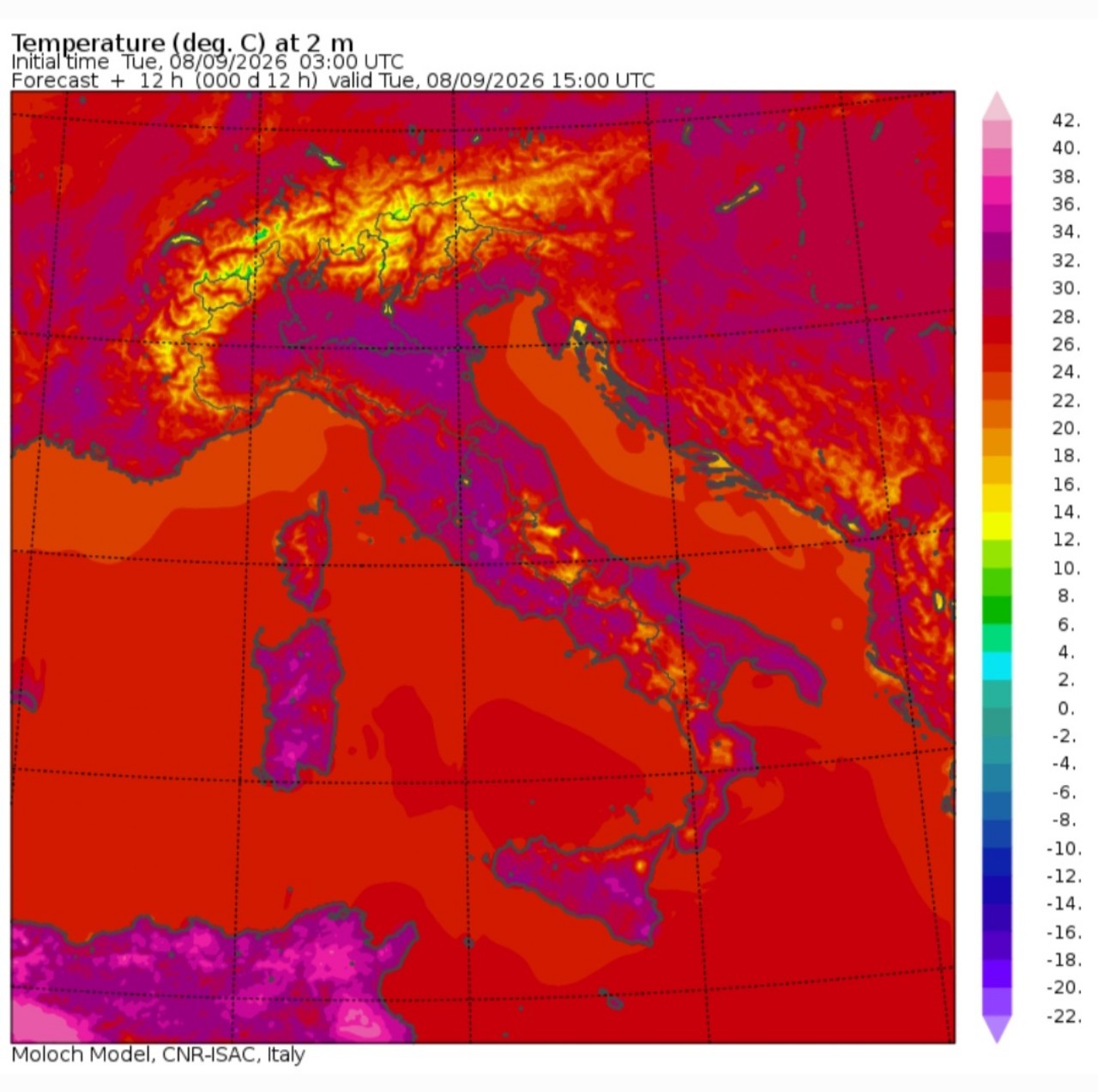 Temperature massime 8 settembre