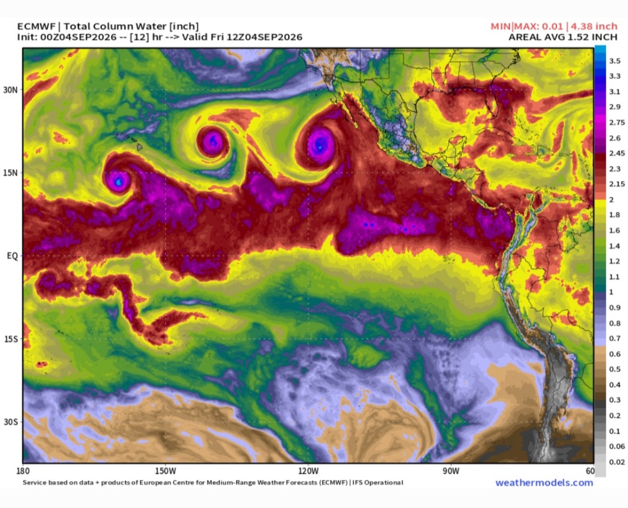 Vapore acqueo oceano Pacifico
