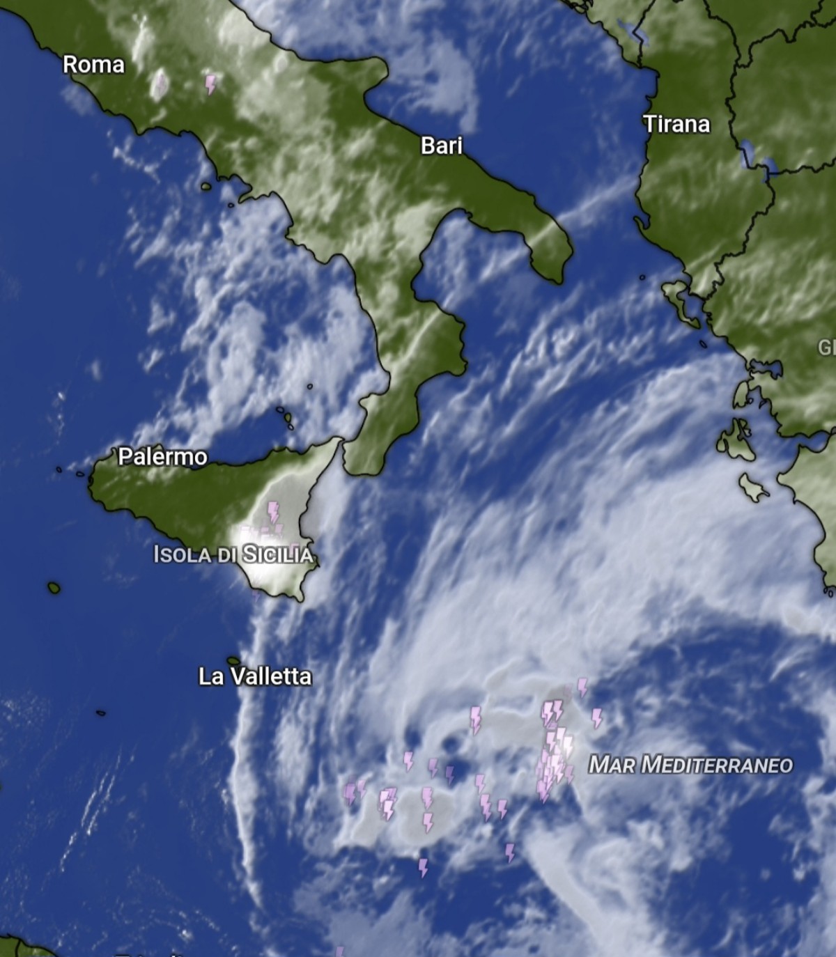 Vortice ciclonico sud Italia
