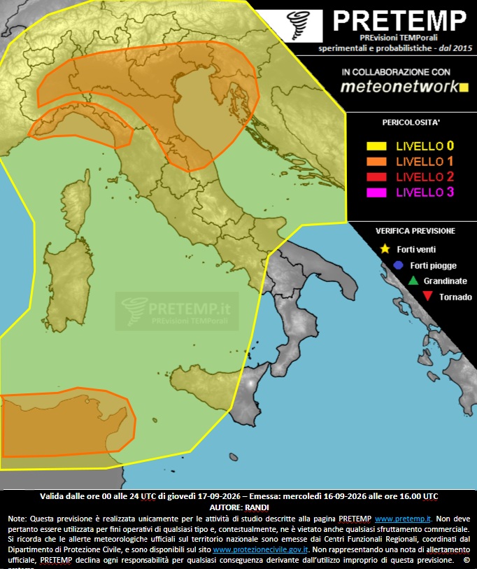 allerta meteo giovedì 17 settembre