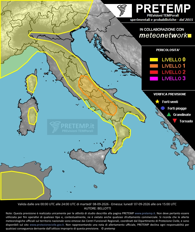 allerta meteo martedì 8 settembre