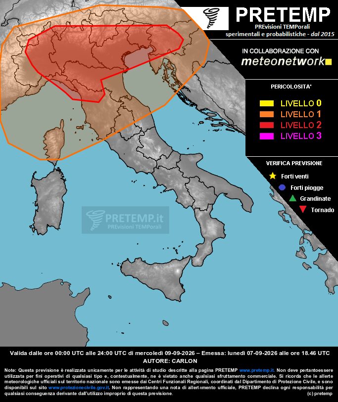 allerta meteo mercoledì 9 settembre