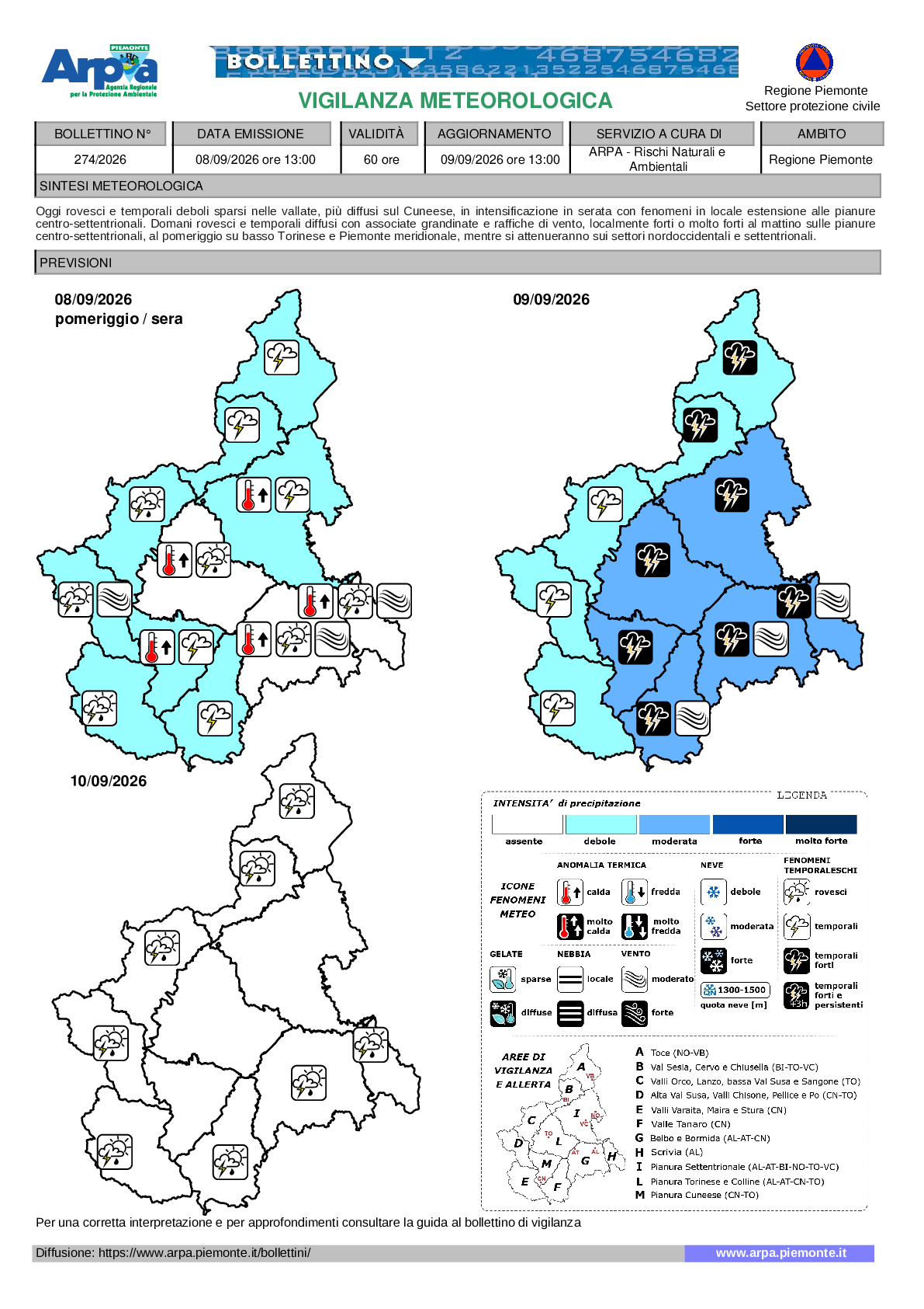 allerta meteo piemonte 9 settembre 2