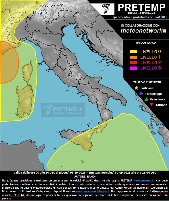 allerta meteo pretemp 1 ottobre