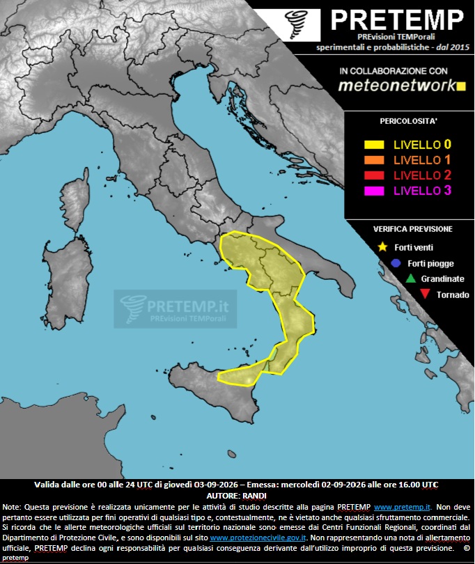 allerta meteo pretemp 3 settembre