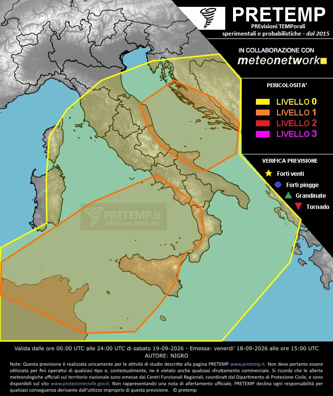 allerta meteo sabato 19 settembre