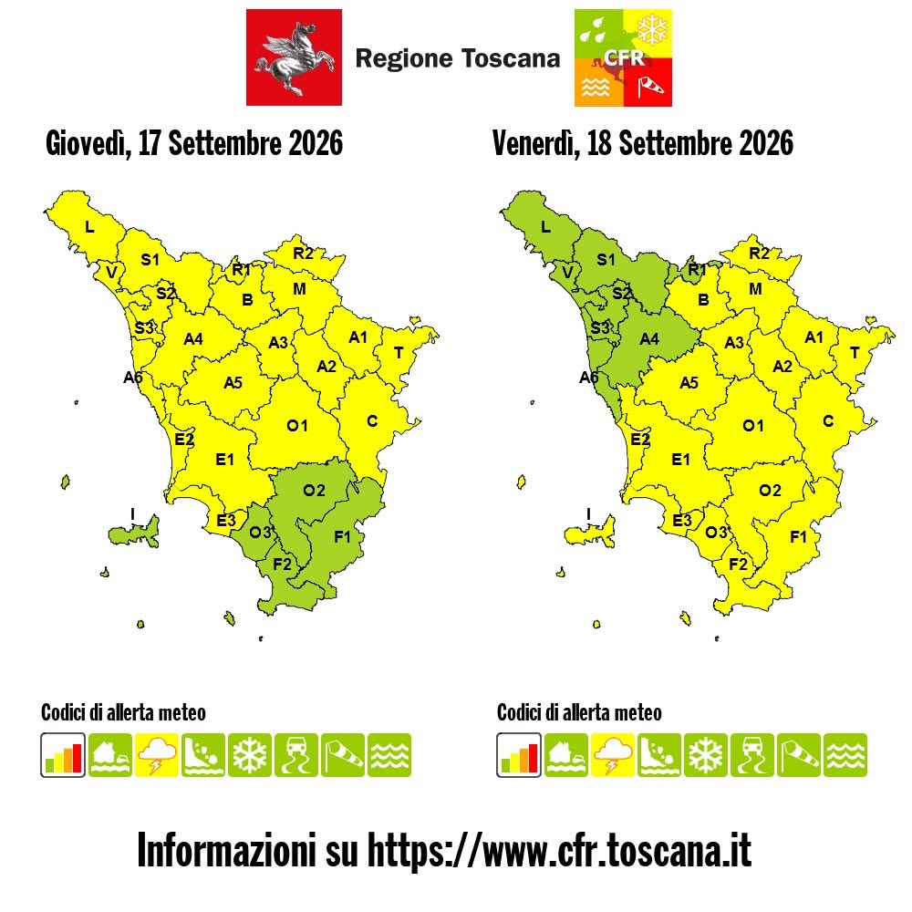 allerta meteo toscana 17-18 settembre