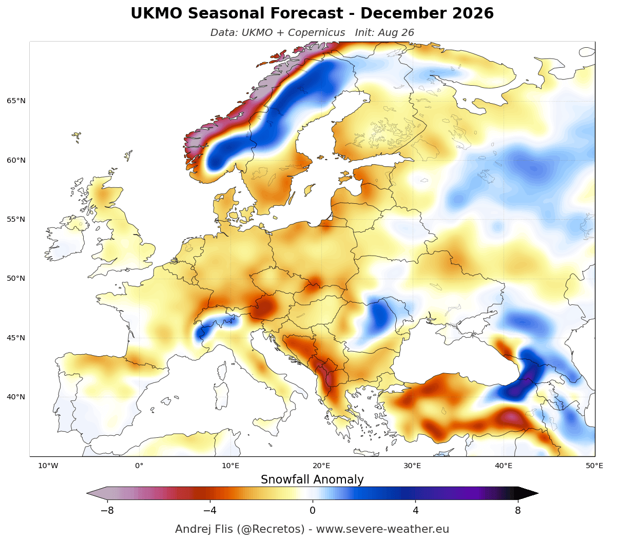 previsioni El Niño dicembre 2026 UKMO