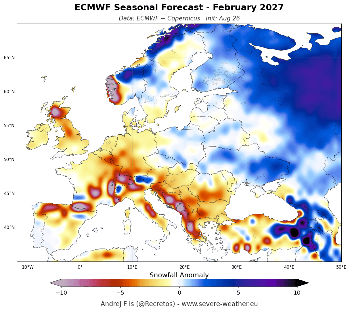 previsioni El Niño neve febbraio 2026 ECMWF