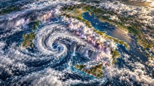 Ciclone sul Mediterraneo dall’orbita