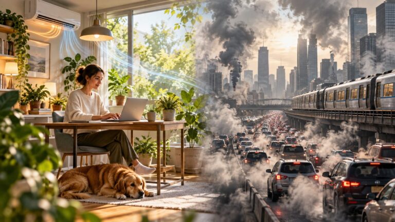 Lavoro da casa, città sotto smog