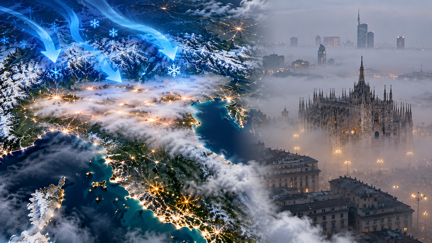 Nebbia e gelo sulla Pianura Padana
