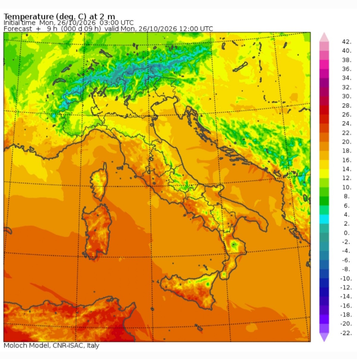 Temperature massime 26 ottobre