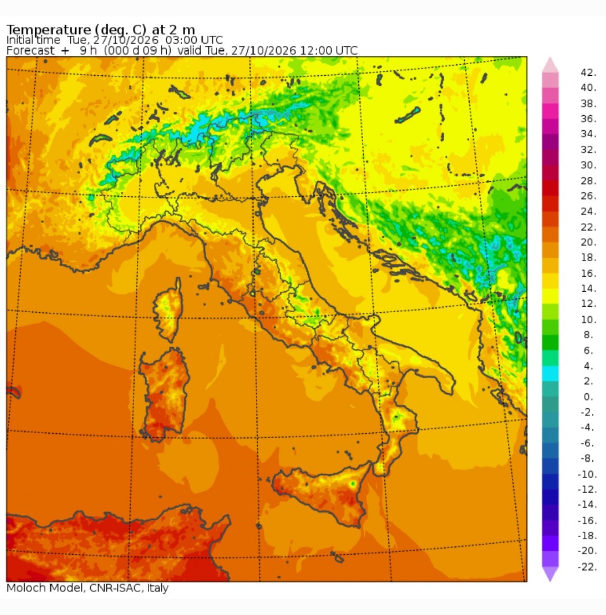 Temperature massime 27 ottobre