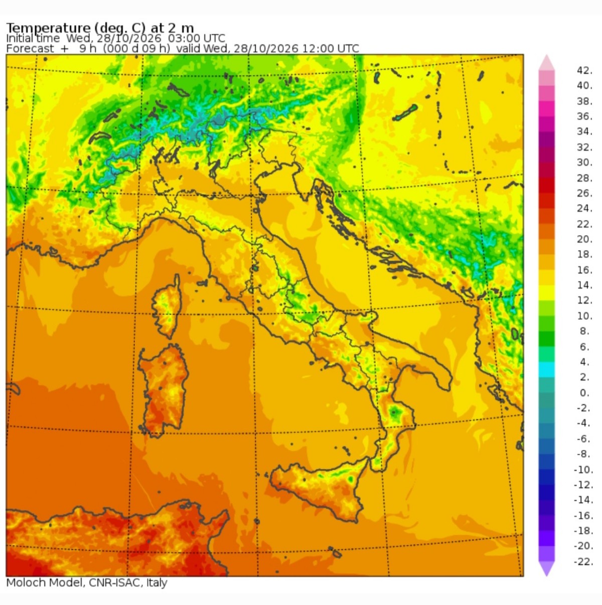 Temperature massime 28 ottobre