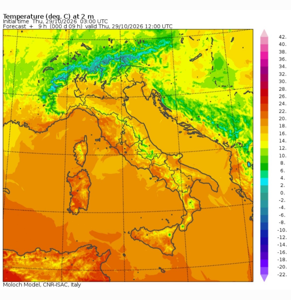Temperature massime 29 ottobre