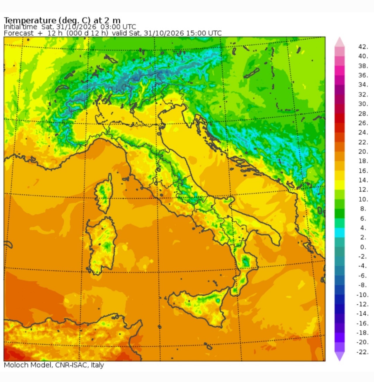 Temperature massime 31 ottobre