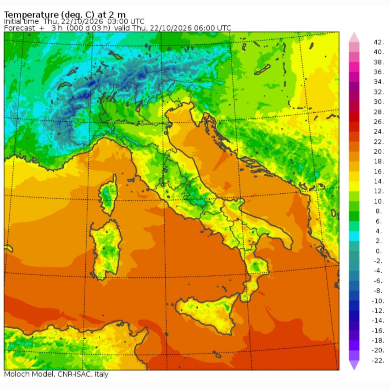 Temperature minime 22 ottobre 