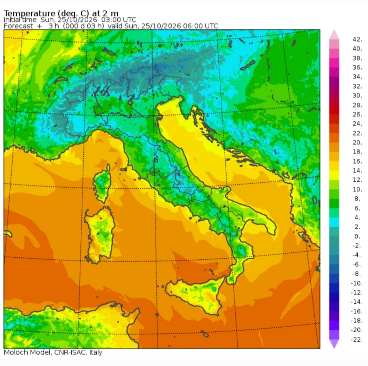 Temperature minime 25 ottobre