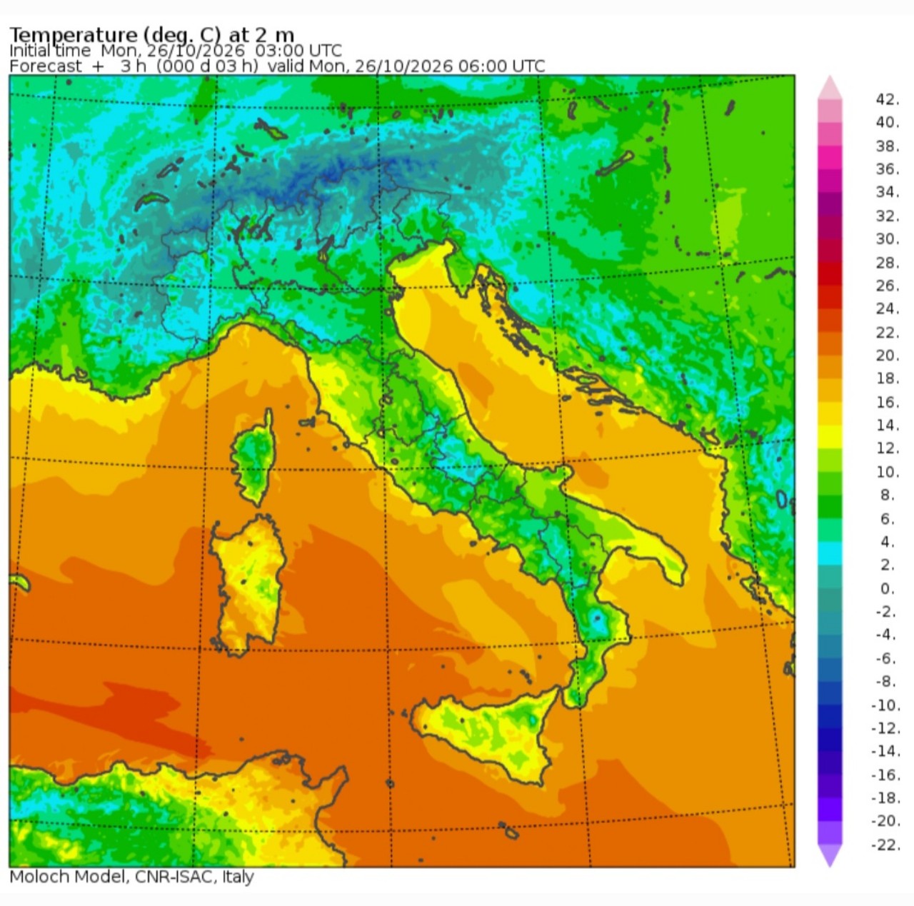 Temperature minime 26 ottobre 