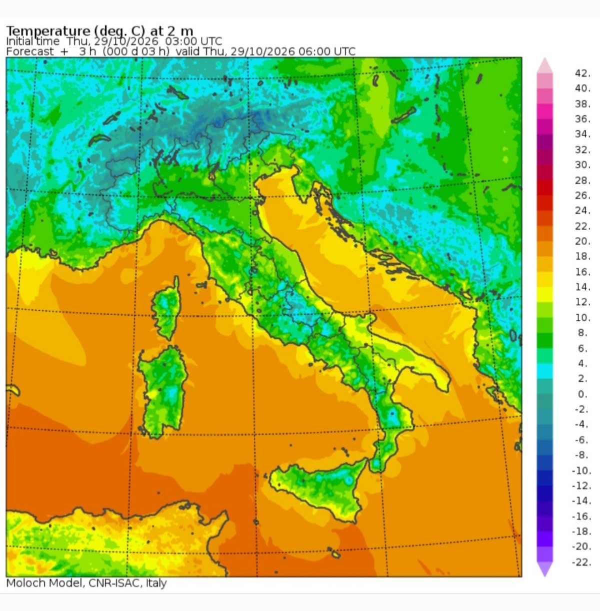 Temperature minime 29 ottobre
