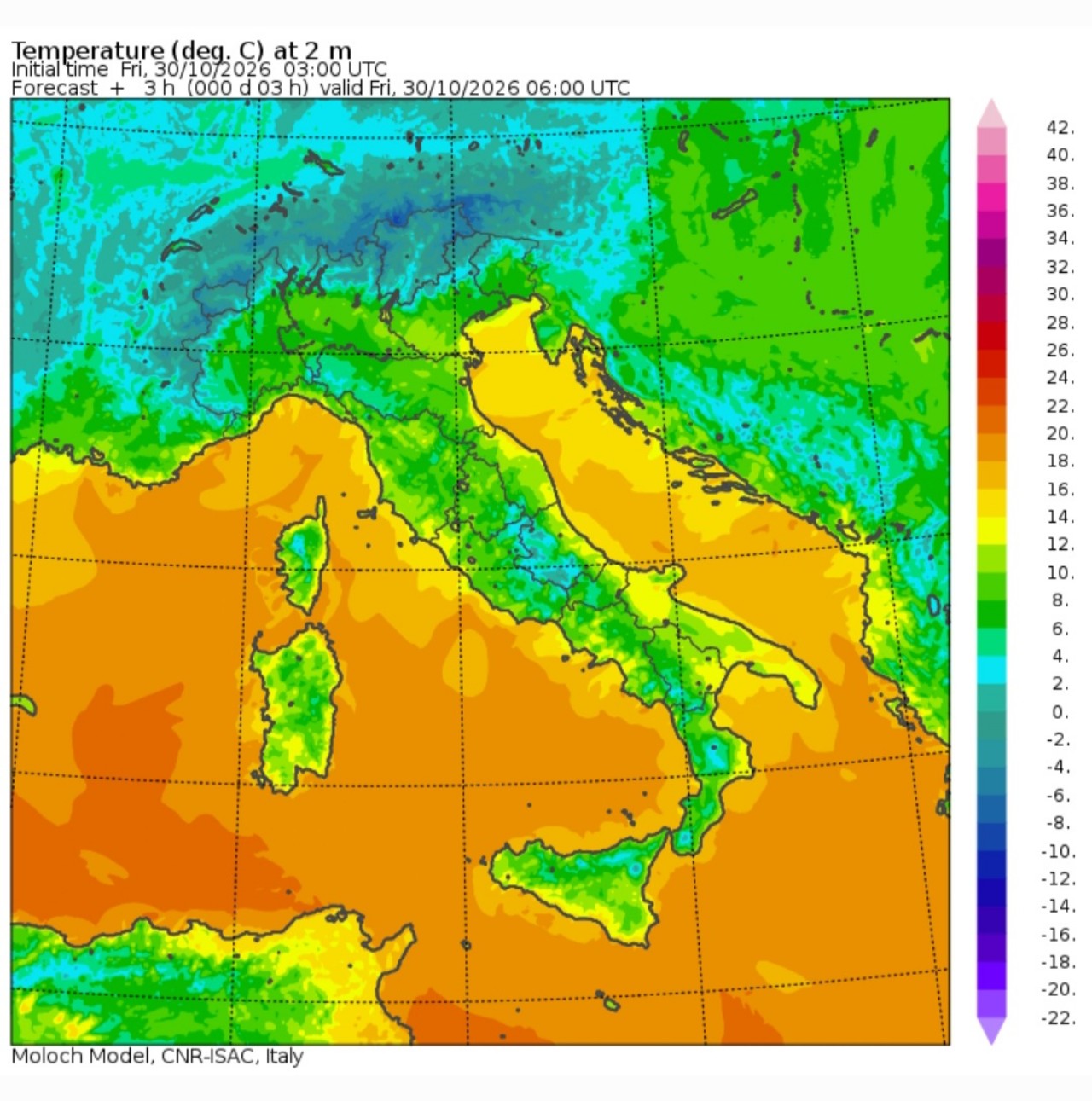 Temperature minime 30 ottobre