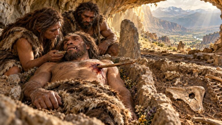 Ultimo saluto nella grotta preistorica