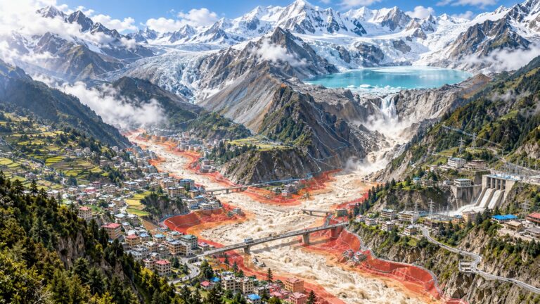 Valle glaciale con rischio di inondazione
