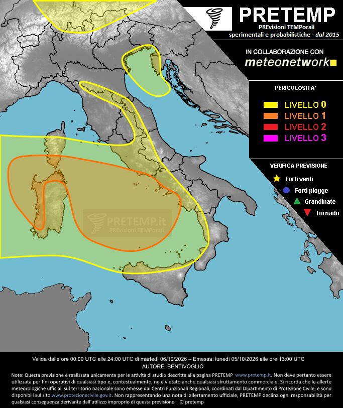 allerta meteo italia 6 ottobre 2026