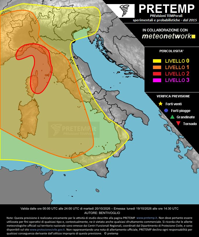 allerta meteo martedì 20 ottobre
