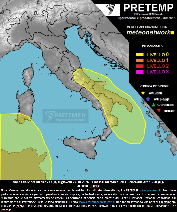 allerta meteo pretemp 29 ottobre