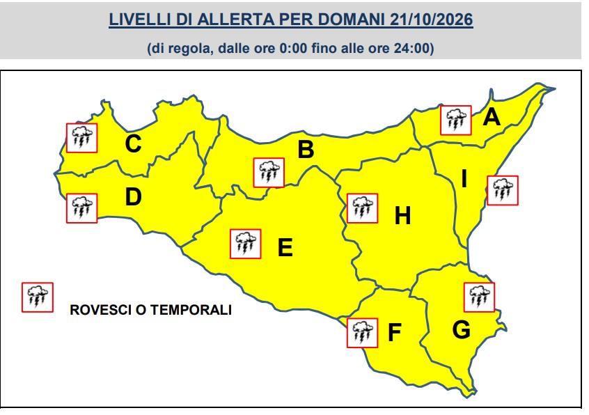 allerta meteo sicilia 21 ottobre