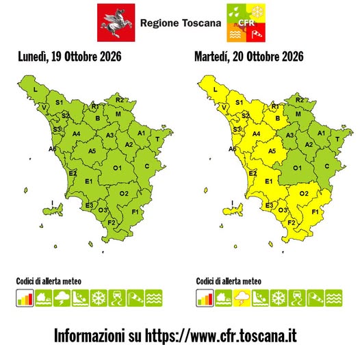 allerta meteo toscana 20 ottobre