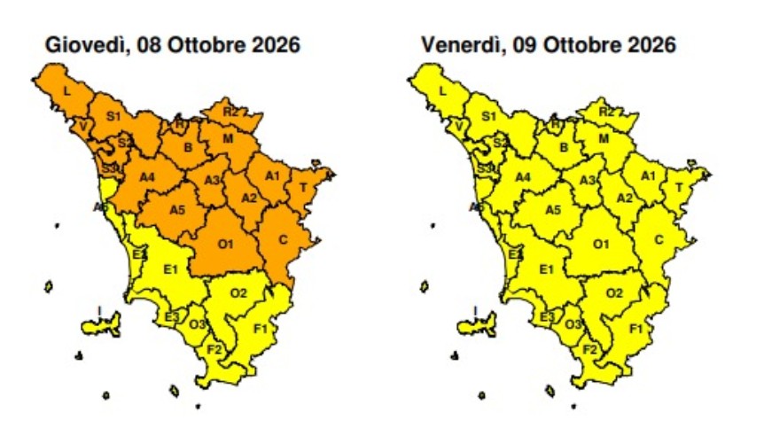 allerta meteo toscana 8-9 ottobre