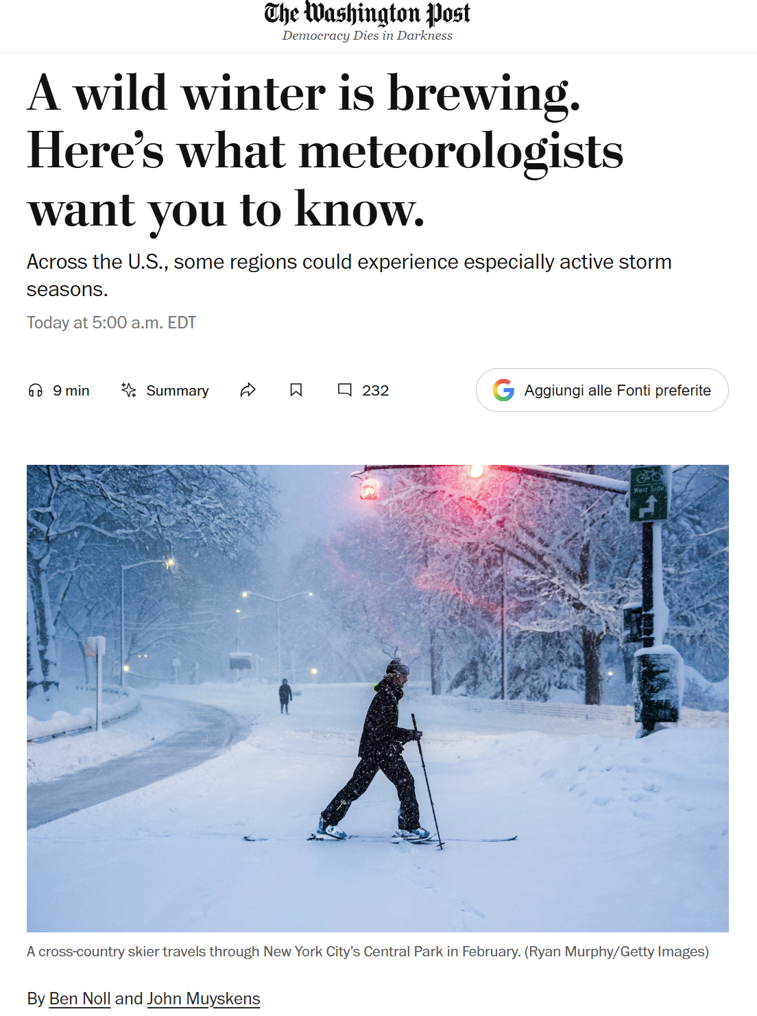 allerta meteo usa El Nino inverno