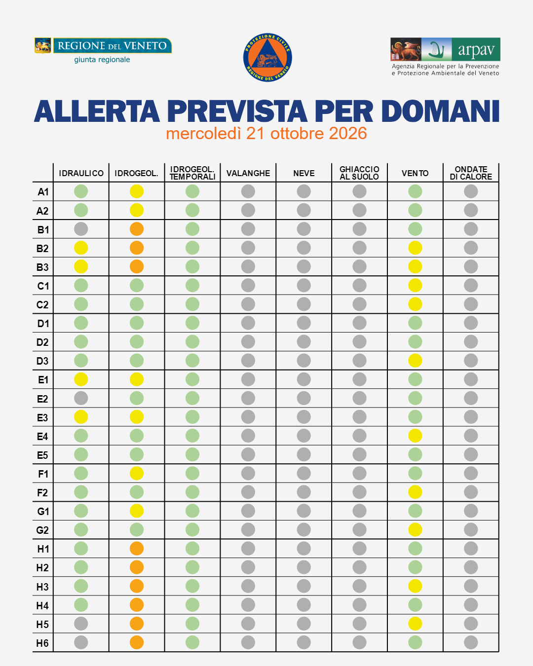 allerta meteo veneto 21 ottobre