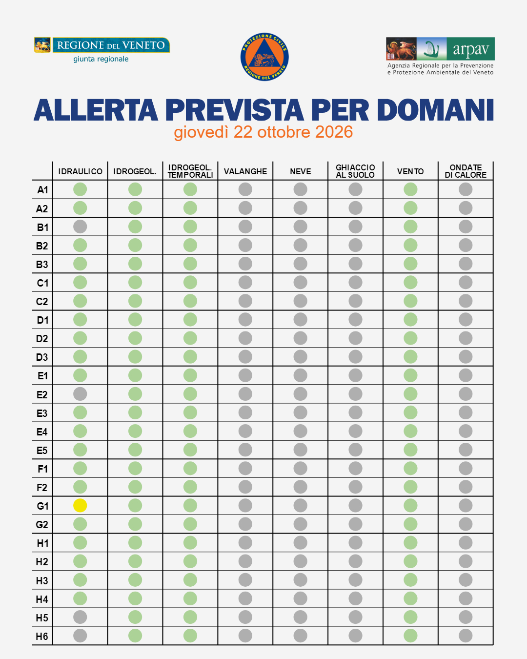 allerta meteo veneto 22 ottobre
