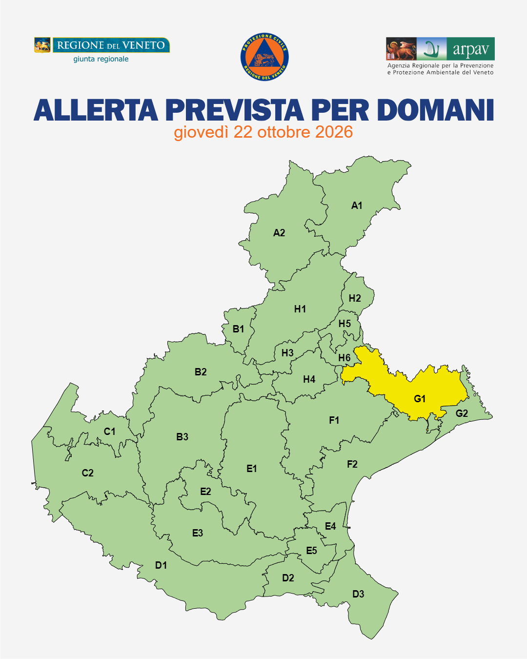 allerta meteo veneto 22 ottobre