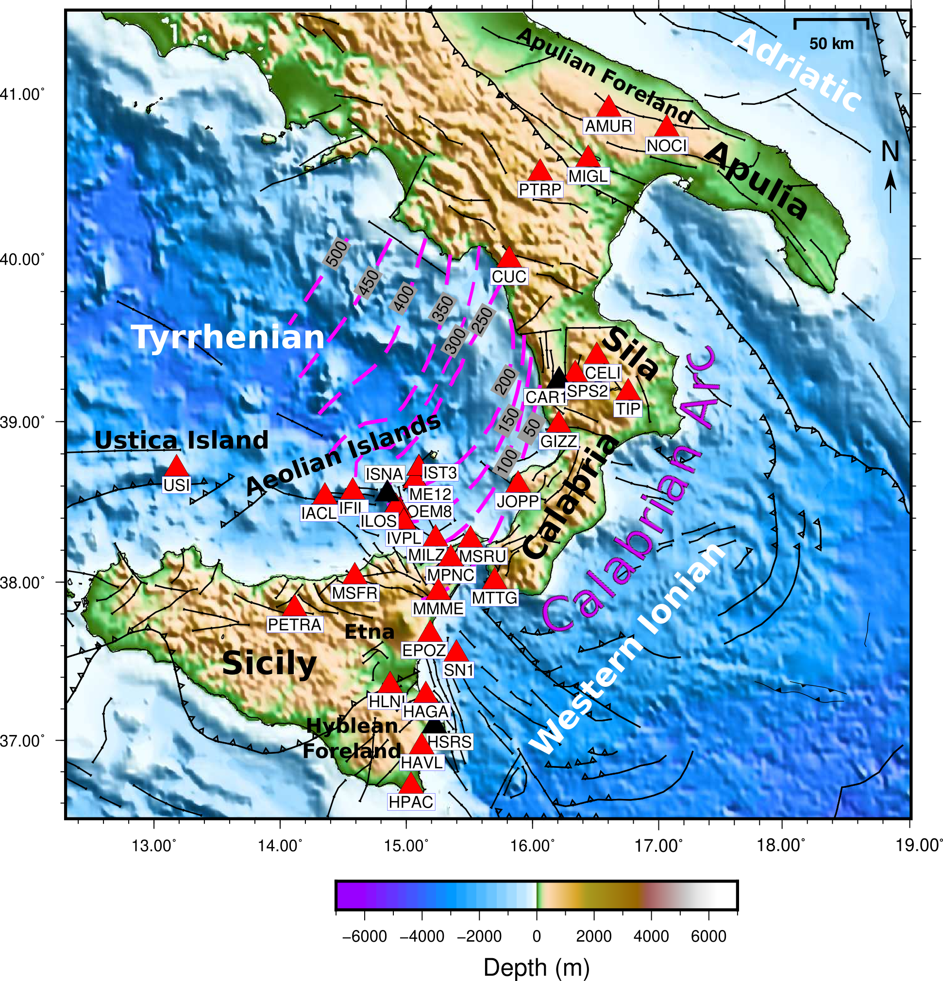 mediterraneo centrale mappa faglie